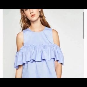 Zara cold shoulder ruffled blouse size medium